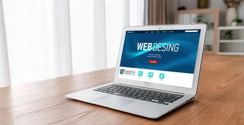 Website design software provide modish template for online retail business Stock Photos