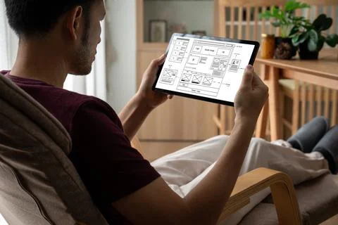 Website design software provide modish template for online retail business Foto stock