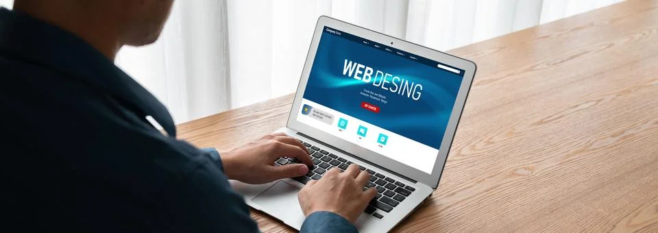 Website design software provide modish template for online retail business Stock Photos