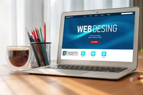 Website design software provide modish template for online retail business 库存照片