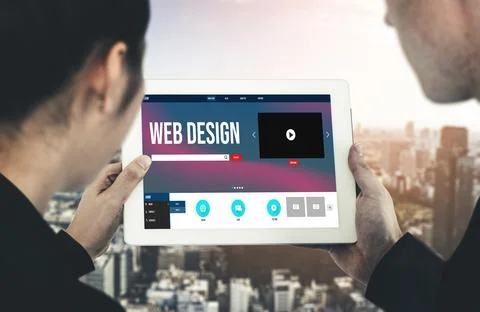 Website design software provide modish template for online retail business Stock Photos
