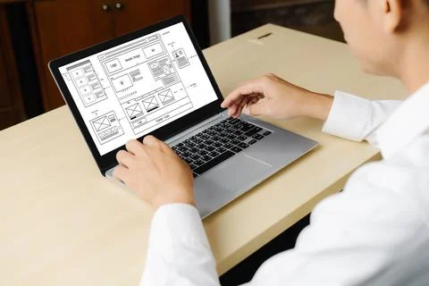 Website design software provide modish template for online retail business 库存照片