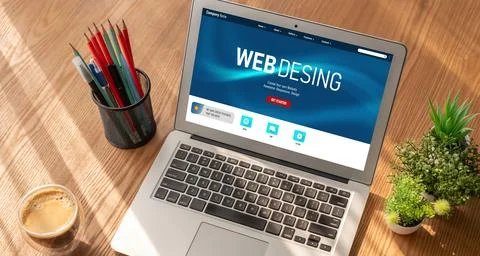 Website design software provide modish template for online retail business Stock Photos