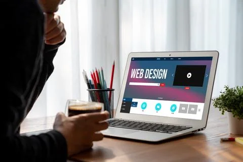 Website design software provide modish template for online retail business 库存照片
