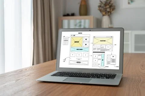Website design software provide modish template for online retail business Stock Photos