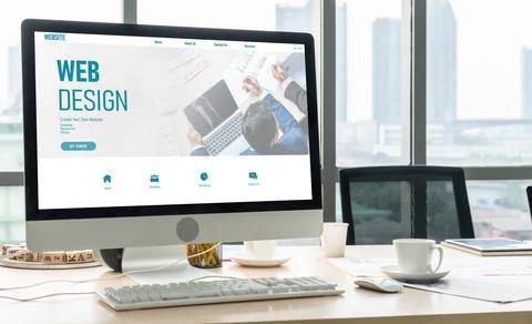 Website design software provide modish template for online retail business Stock Photos