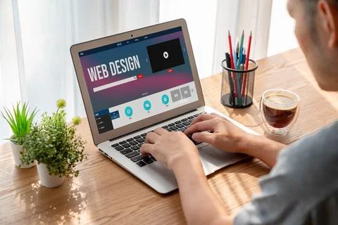 Website design software provide modish template for online retail business Stock Photos