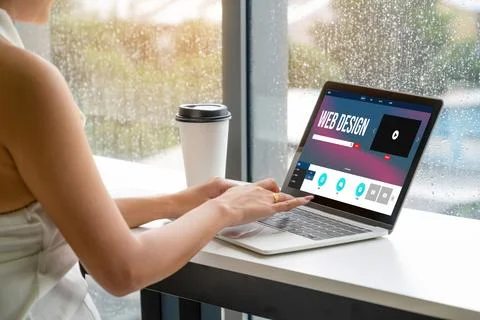 Website design software provide modish template for online retail business 库存照片