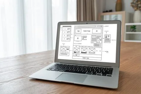 Website design software provide modish template for online retail business 库存照片