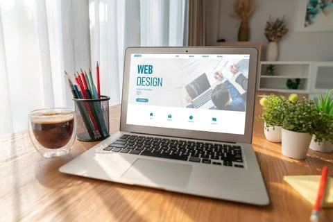 Website design software provide modish template for online retail business 스톡 사진