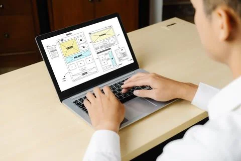 Website design software provide modish template for online retail business Stockfoto's