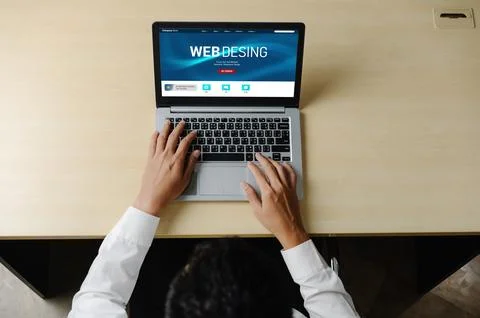 Website design software provide modish template for online retail business Stock Photos