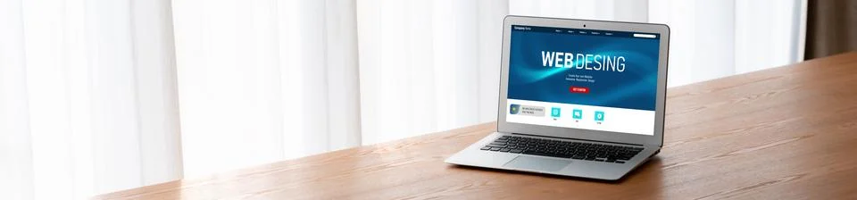 Website design software provide modish template for online retail business Stock Photos