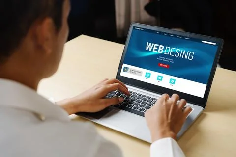 Website design software provide modish template for online retail business Stock Photos