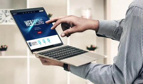 Website design software provide modish template for online retail business Stock Photos