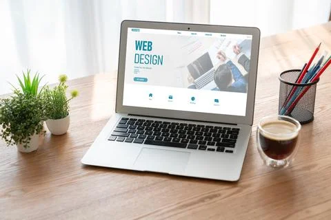 Website design software provide modish template for online retail business Stock Photos