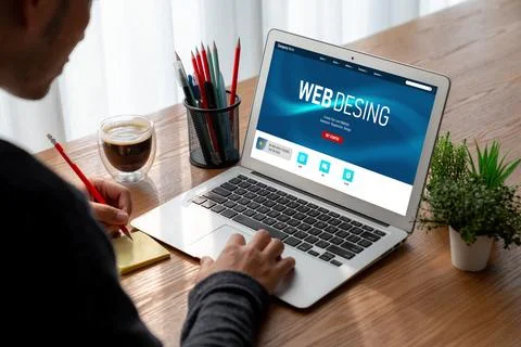 Website design software provide modish template for online retail business 库存照片