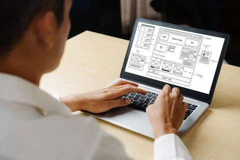 Website design software provide modish template for online retail business Stock Photos