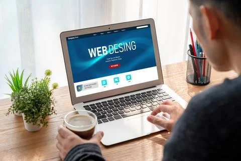 Website design software provide modish template for online retail business Foto stock