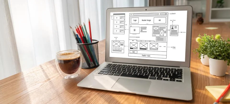 Website design software provide modish template for online retail business 库存照片