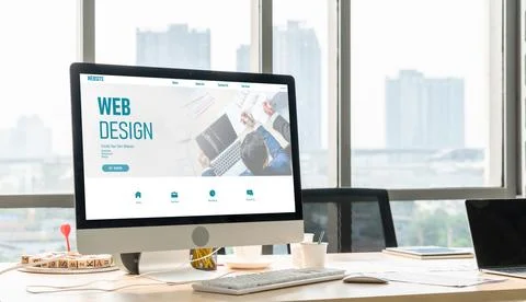 Website design software provide modish template for online retail business Stockfoto's