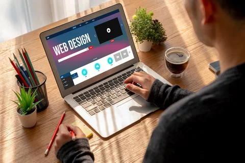 Website design software provide modish template for online retail business Stock Photos