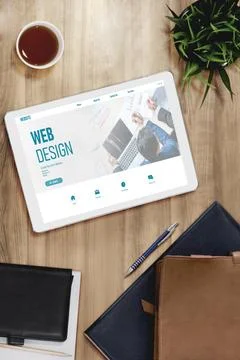 Website design software provide modish template for online retail business 库存照片