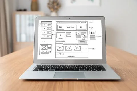 Website design software provide modish template for online retail business Stock Photos