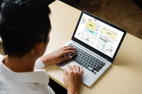 Website design software provide modish template for online retail business Foto stock