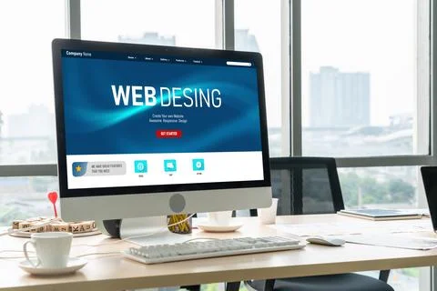 Website design software provide modish template for online retail business Stock Photos