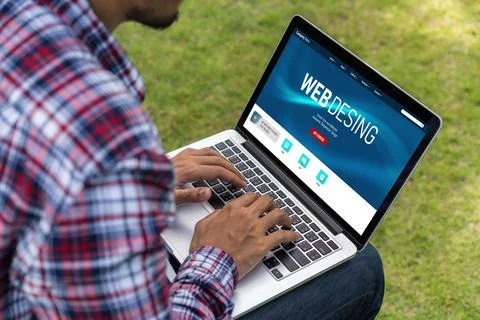 Website design software provide modish template for online retail business 스톡 사진