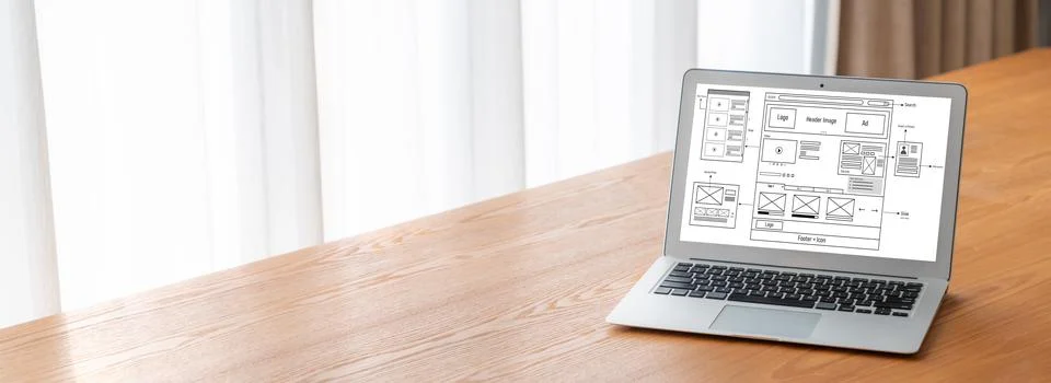 Website design software provide modish template for online retail business 库存照片