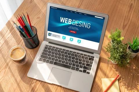 Website design software provide modish template for online retail business 库存照片