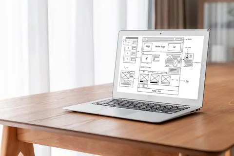 Website design software provide modish template for online retail business Stock Photos