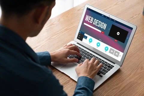 Website design software provide modish template for online retail business 库存照片