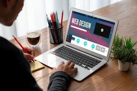 Website design software provide modish template for online retail business 库存照片