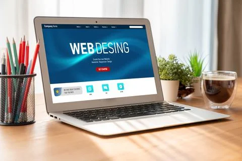 Website design software provide modish template for online retail business Stock Photos