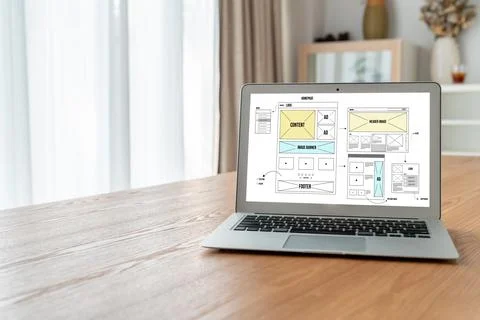 Website design software provide modish template for online retail business Stock Photos