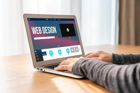 Website design software provide modish template for online retail business Stock Photos