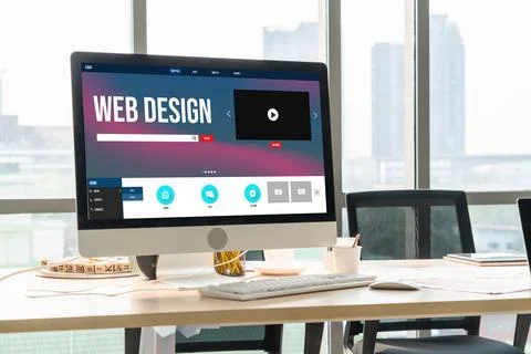 Website design software provide modish template for online retail business 库存照片