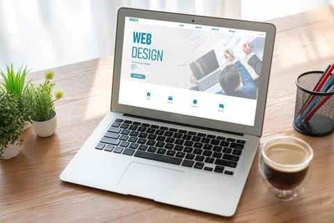 Website design software provide modish template for online retail business Stock Photos