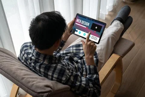 Website design software provide modish template for online retail business 写真素材