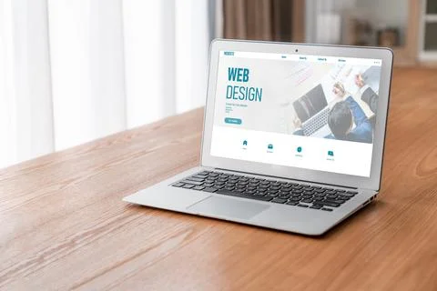 Website design software provide modish template for online retail business Stock Photos