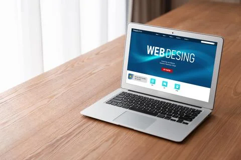 Website design software provide modish template for online retail business Stock Photos