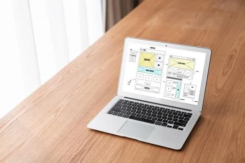 Website design software provide modish template for online retail business Stock Photos