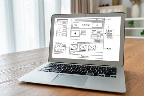 Website design software provide modish template for online retail business 库存照片