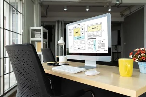 Website design software provide modish template for online retail business Foto stock