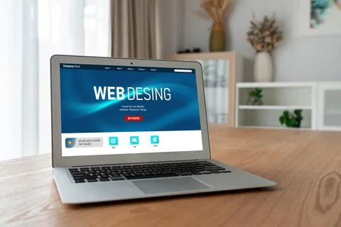 Website design software provide modish template for online retail business Stock Photos