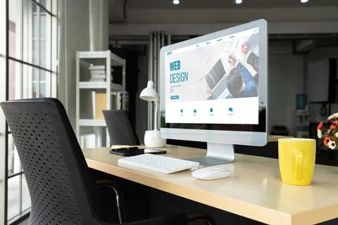 Website design software provide modish template for online retail business Stock Photos