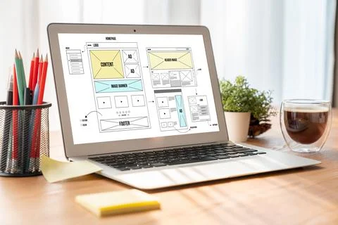 Website design software provide modish template for online retail business 库存照片